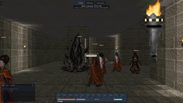 A jagged black stone spire rising from the floor in a stone corridor, with Cinder Vow mages nearby.